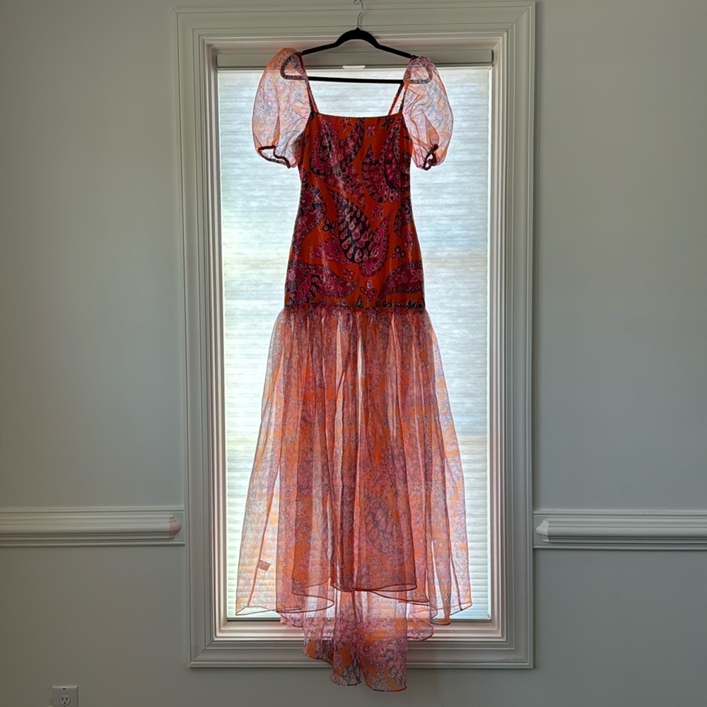 Staud Maxi Dress in Paisley & Sequins & sheer details in a size 6. Dress lined